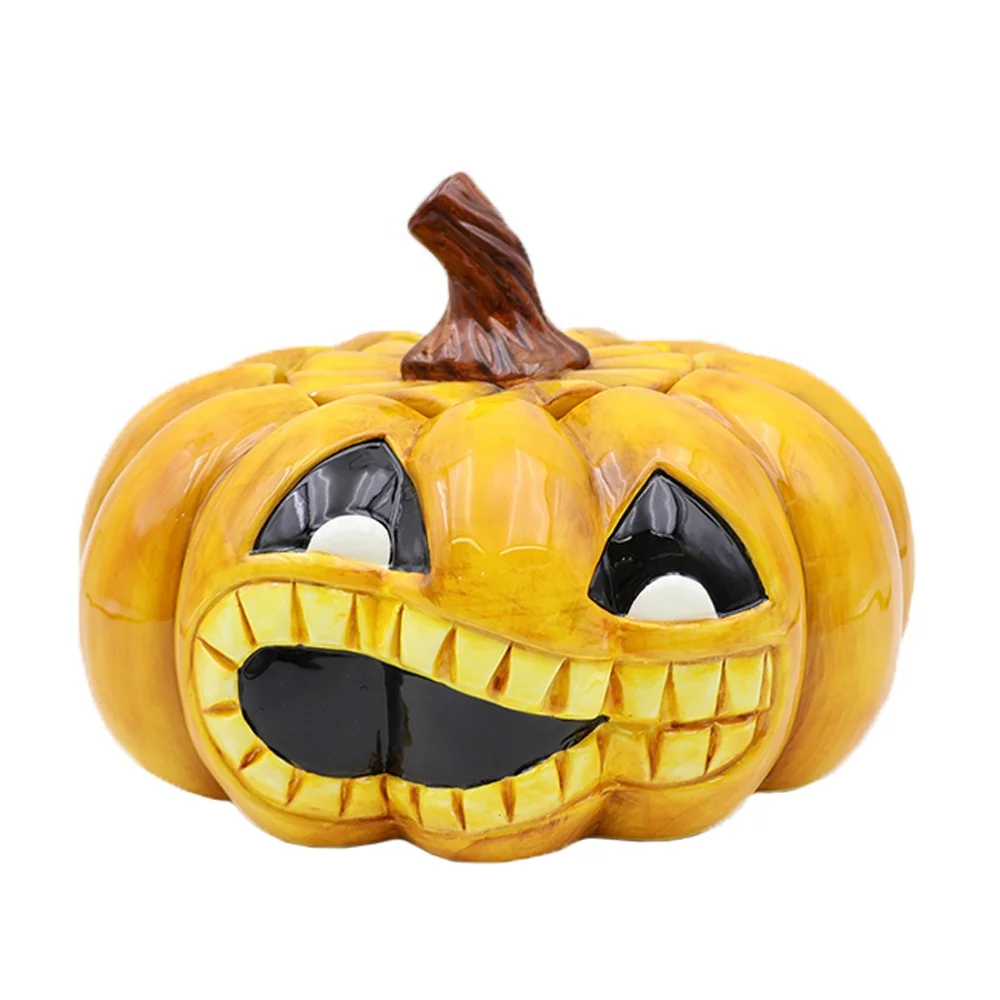 Custom holiday decorative kitchen centrepiece food candy jars ceramic pumpkin storage jar for Thanksgiving Halloween