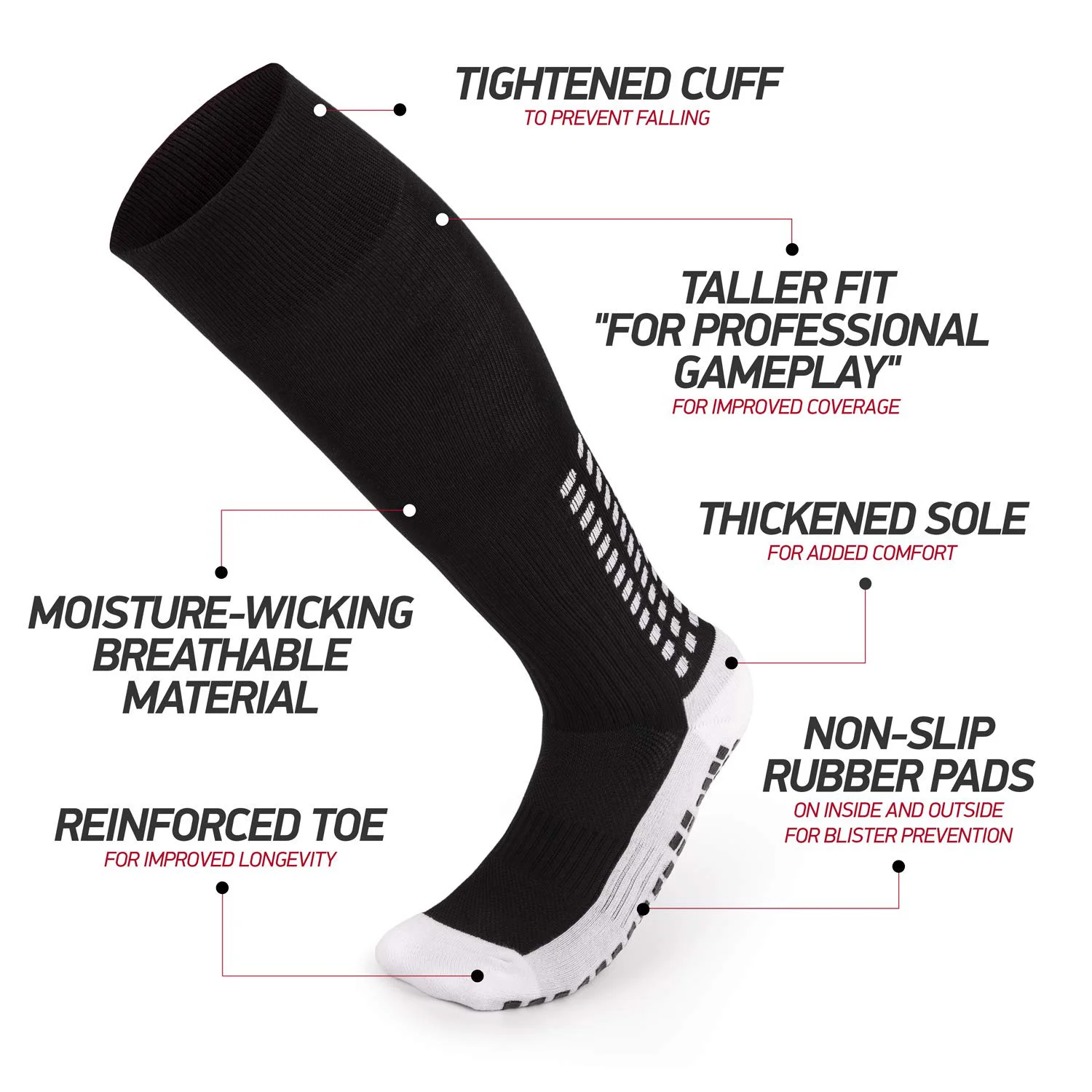 Football Socks Knee High Non Slip Custom Soccer Grip Socks Thickened Towel Fabric Sweat Absorbing