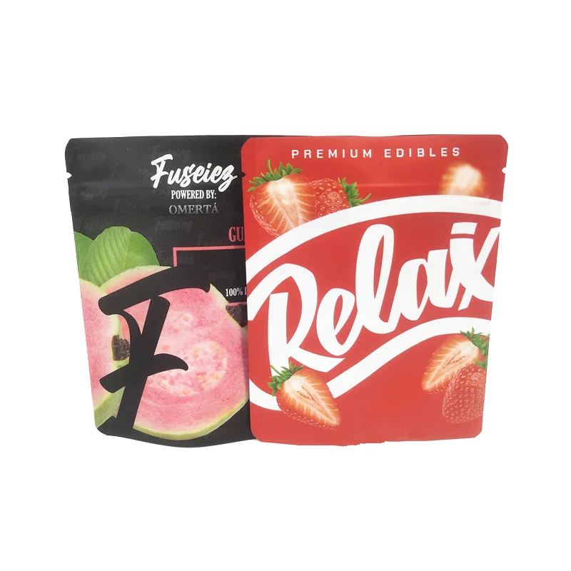 Custom Design Reusable Freeze-Dried Candy Aluminum Foil Doy Pouches Ziplock Stand-Up Mylar Bags Screen Printing Food Packaging