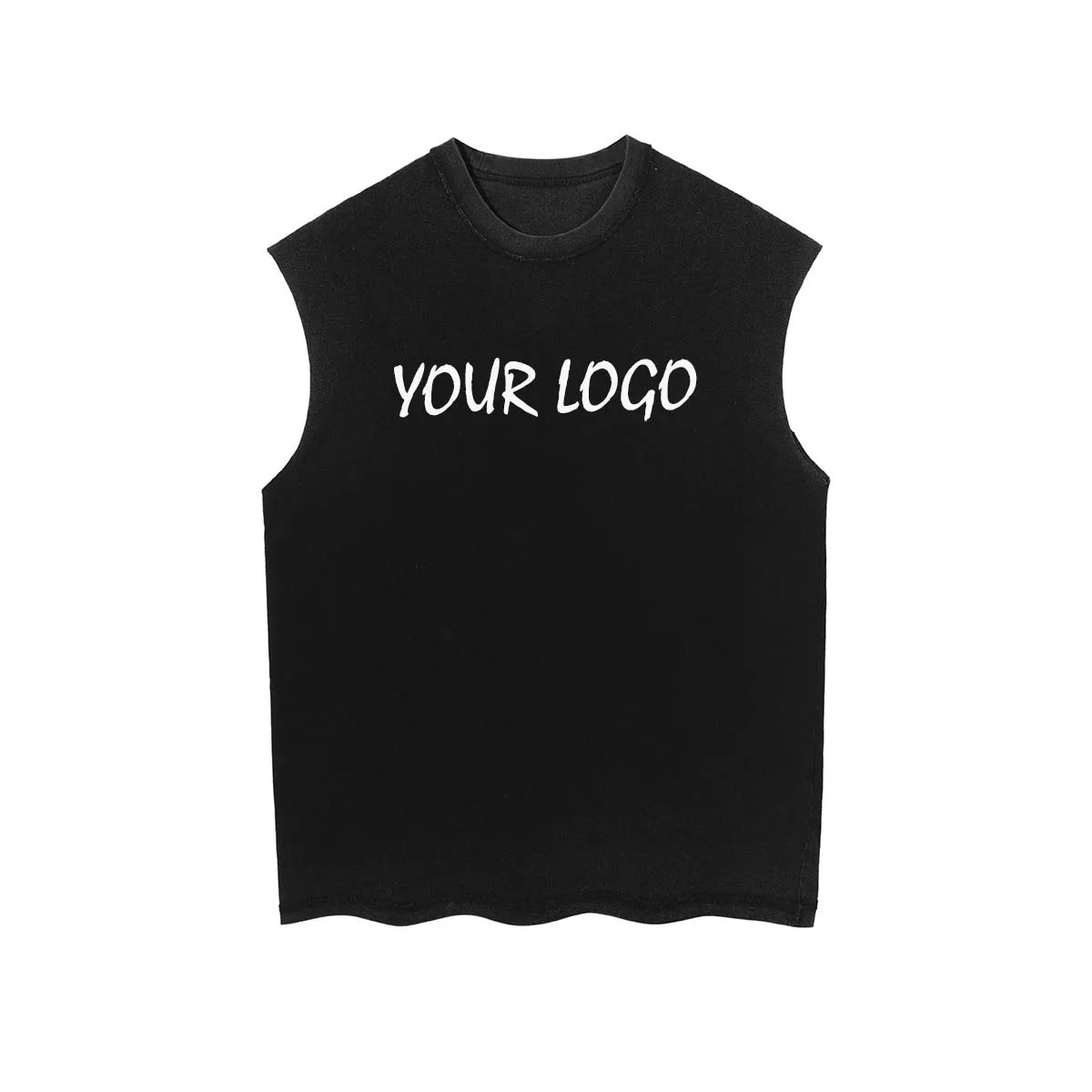 Custom Your Own Logo Vintage Heavy Gradient Washed Cotton Oversized Sleeveless T-shirt For Men