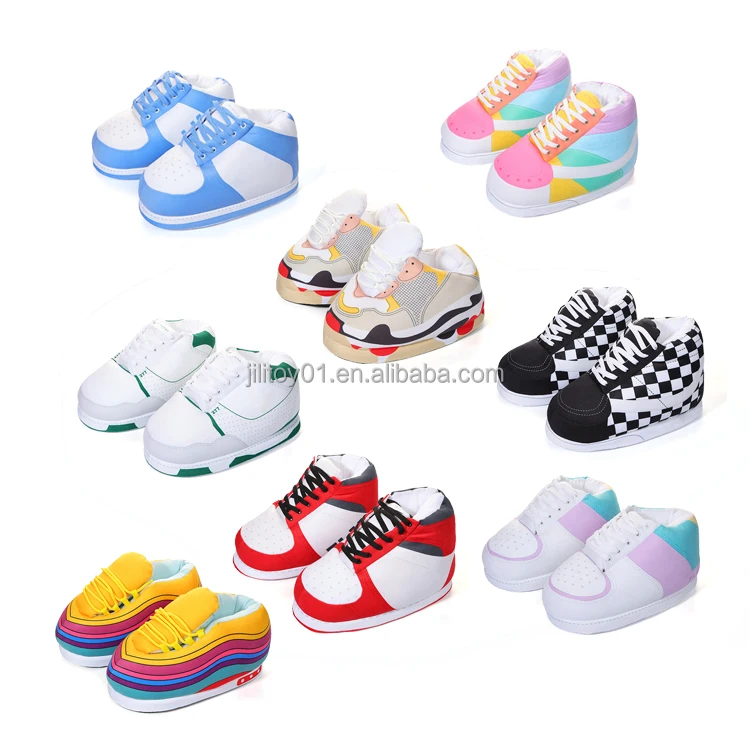 Dropshipping yeezy fashion plush sneaker slippers one size fits all custom plush sneaker slipper women manufacturer