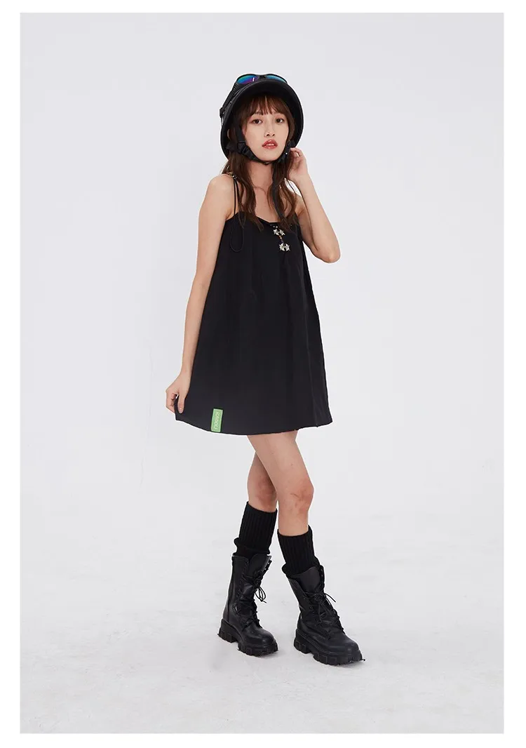 Summer Best-Selling Minimalist Style Cute And Sweet Black Halter Puffy Short Dress