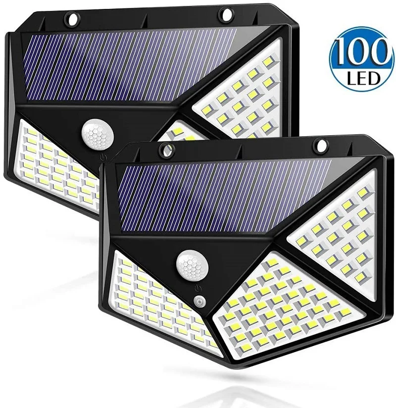 100 Led Solar Light Outdoor Motion Sensor IP65 Waterproof Security Outdoor Light Wall Lamp 3 Modes 270 Degrees Wide Angle Garden