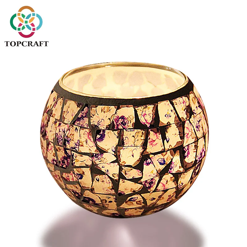 Wholesale Colorful Mosaic Candle  Cheap Glass Candlesticks  Candle Jars For Wedding And Home Decoration