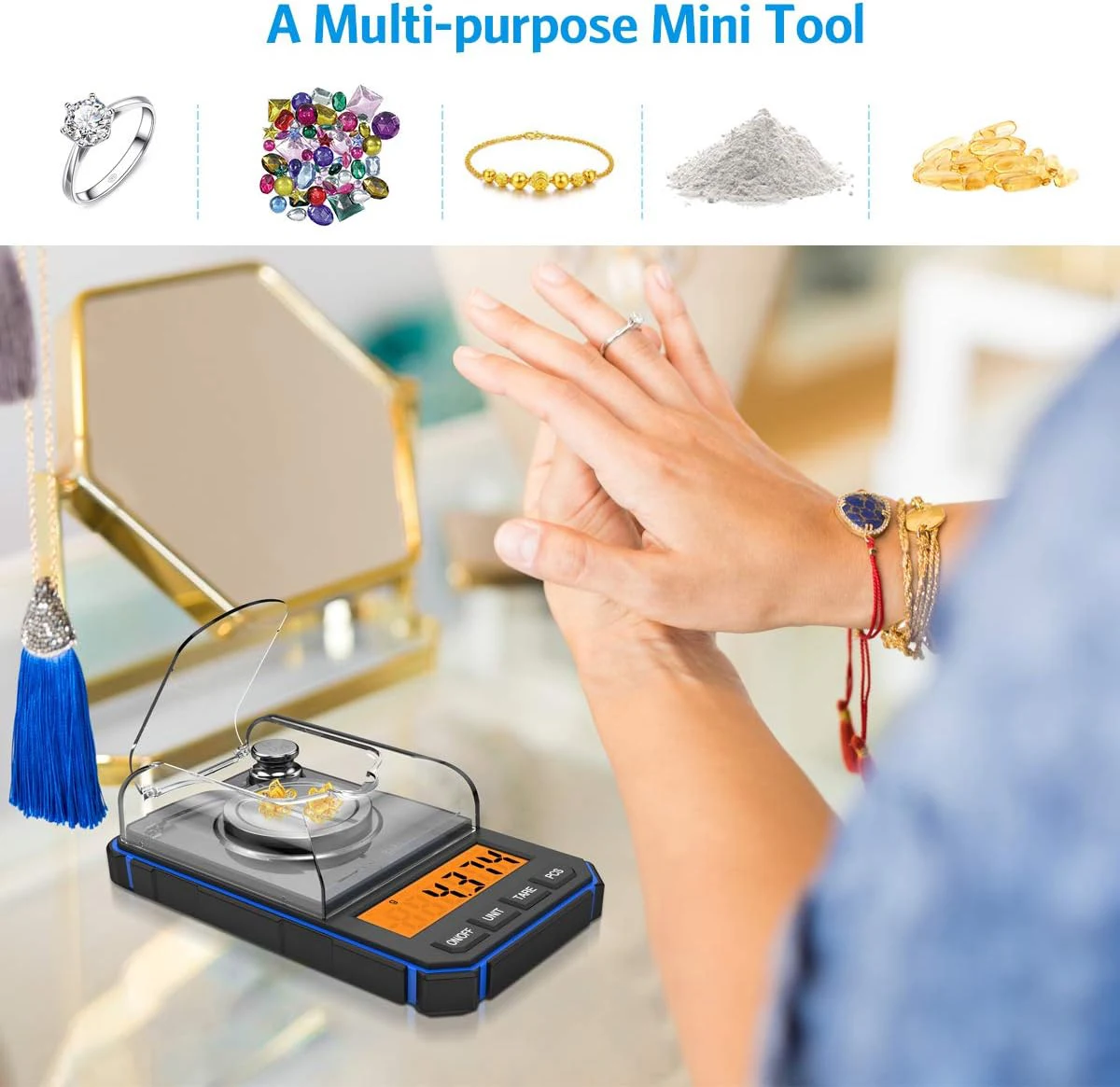 Diamond Weighing Scales Portable Digital Electronic Pocket Scale 0.001g Accuracy LCD Battery 200g Max Jewelry Measurements