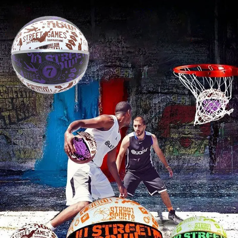 Graffiti Basketball Natural Rubber Surface Butyl Bladder Basket Ball Official Size 7 Training Balls Streetball