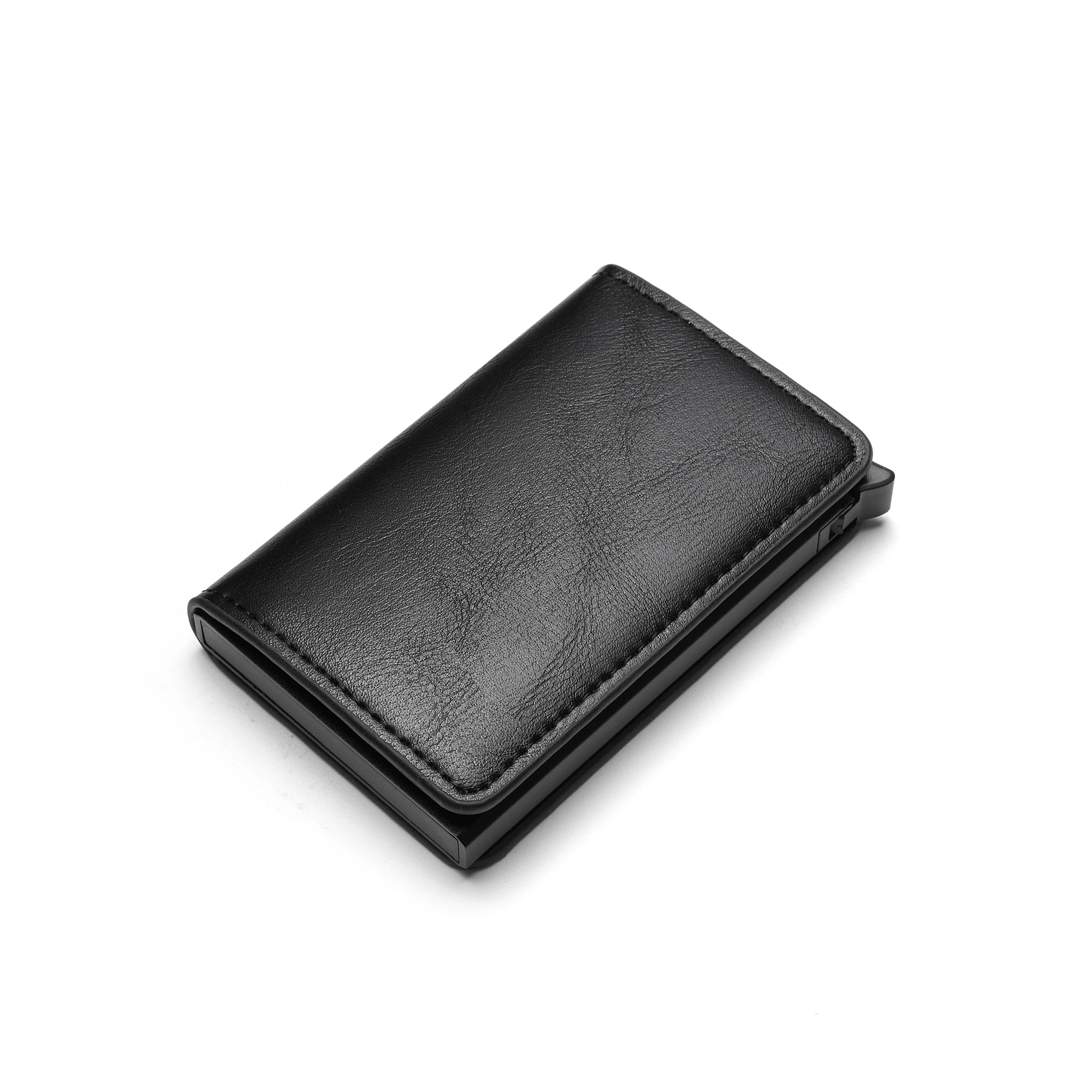 Готовый к отправке металлический RFID Выдвижной бумажник из искусственной кожи держатель для кредитных карт