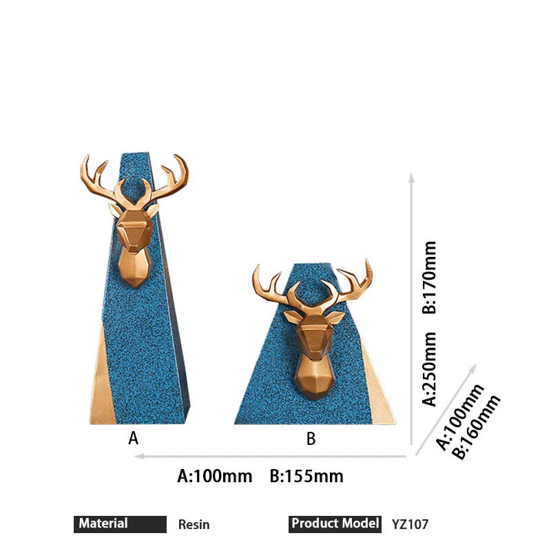 Home Decoration Accessories 3d Deer Head Wall Hanging Sculpture,Buck Elk Animal Figurine Deer Antler Bookends Bookshelf Decor
