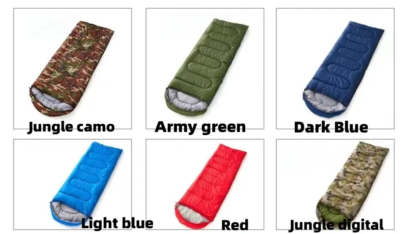 Outdoor Autumn spring  winter Envelope Sleeping Bag Factory Wholesale Padded Warm Portable Camping Gear for Adult 1.8KG