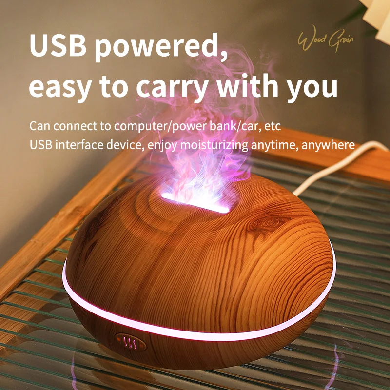 Aromatherapy Ultrasonic Atomizer Wood Essential Oil Diffuser Humidifier Portable Mini Humidifier Aroma Round