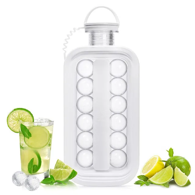 2 In 1 Ice 17 Grids Cube Kettle Ice Ball Maker Travel silicone curling bottle Cooling Portable Ice Ball Maker bottle