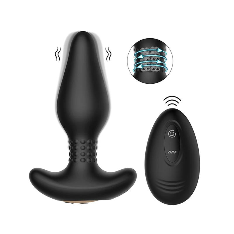 USB Charging Wireless Remote Prostate Massage Vibrator SexToy Silicone 360 Degree Rotation XL Anal Plug for Men Sex Tool