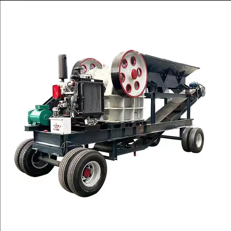 Mining diesel version crushing mobile vehicle stone jaw crusher