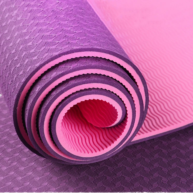 Eco Friendly 6mm Thick TPE Double Layer Yoga Mat Non Slip Fitness Sport Mat