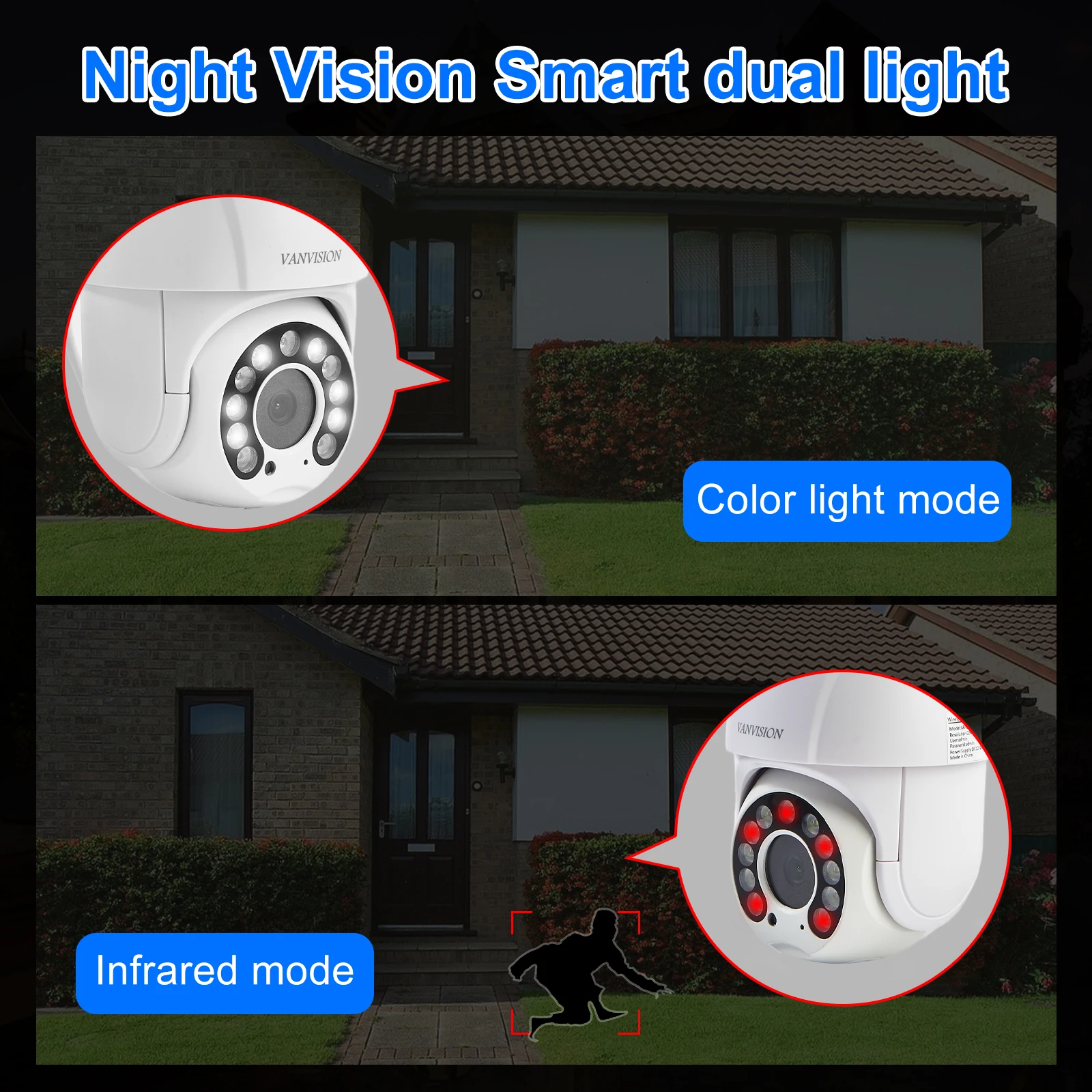 2022 VANVISION Icsee App 3mp 5mp Outdoor Waterproof Camera Auto Motion Tracking Wifi Cctv Camera Wireless Ptz Ip Camera