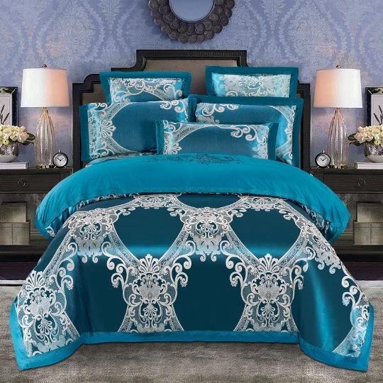 Best selling queen comforter set soft touch duvet bedding set, indian luxury 4 pcs faux silk bedding sets