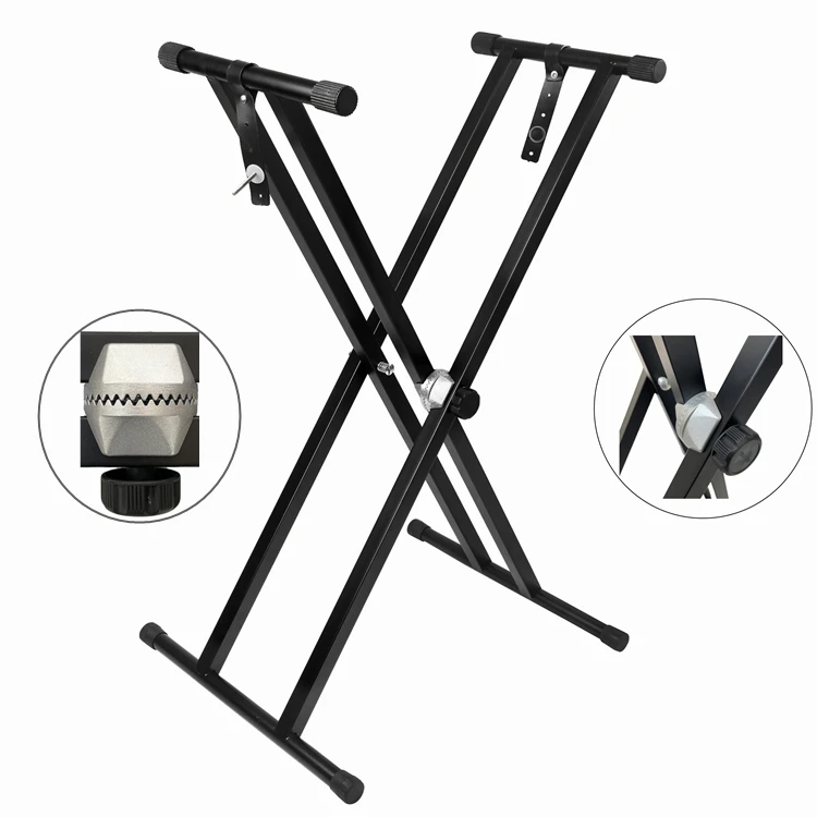 Professional Adjustable Aluminum Keyboard Stand with Connector for Recording Use