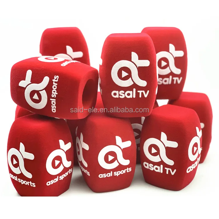 Somalia Asal Sports TV microphone foam windshields printed brand logo reporter mic flags