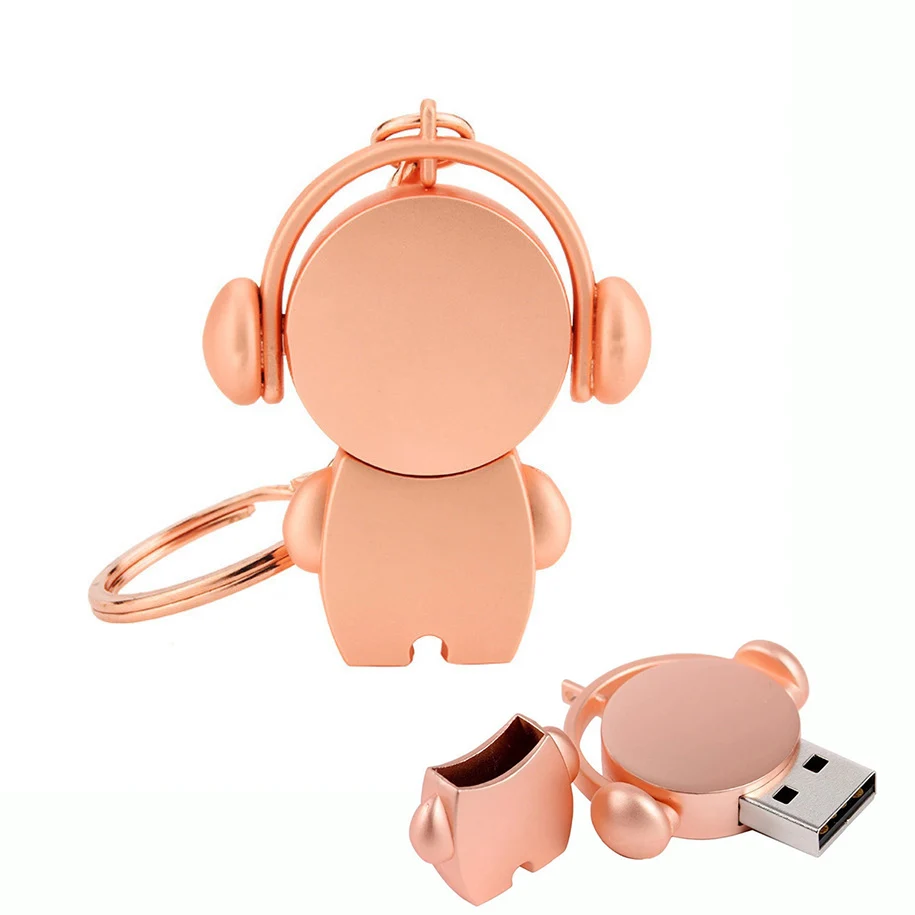 OEM Cle Clef Creative Memorias USB Flash Pen Drive Wedding Gifts USB 2.0 3.2 16GB 32GB 64GB  Metal Music Robot USB Flash Drive