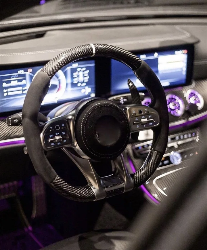На заказ AMG из углеродного волокна кожаное рулевое колесо спортивный дизайн стиль идеально подходит для Benz C-Class AECSG GLC260 GLE CLS GT модели