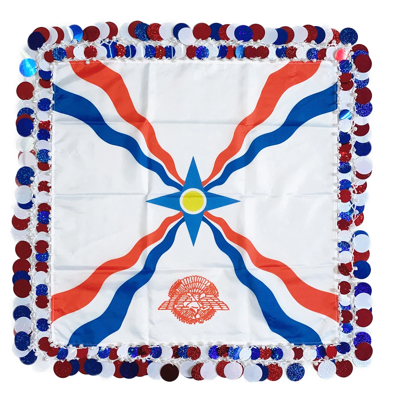 Shine Multicolored Laser sequins Dacron assyrian flag yalikhta Square Scarf Hand kerchief for Wedding Accessory