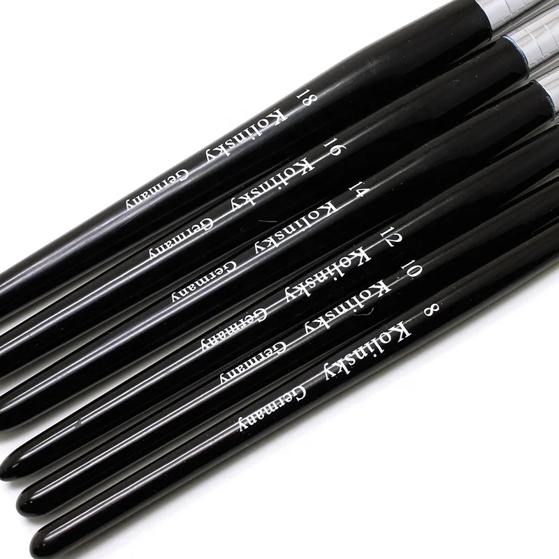 Aokitec black wooden handle nail acrylic brushes 100 kolinsky sable acrylic nail brush wholesale