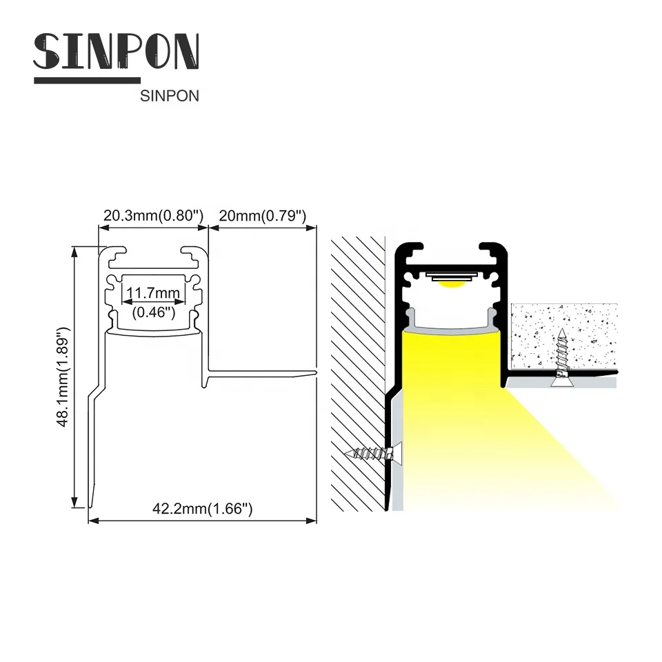 ALU4248 42.2mm * 48.1mm Led Aluminum Profile