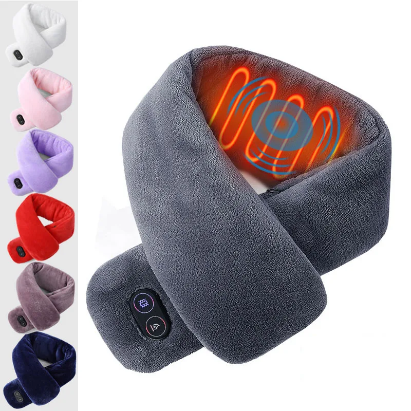 Winter Smart Electric USB Rechargeable Heating Massager Warmer Neckerchief Neck Wrap Scarves Shawl Heated Scarf With Pocket