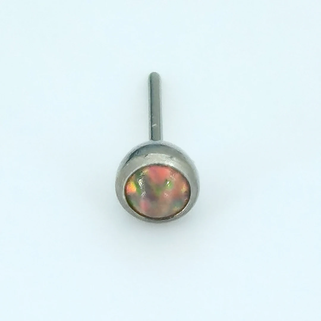 Custom ASTM F136 Titanium G23 Body Jewelry Threadless Bezel Set Colorful Opal Basic Titanium Piercing Jewelry Tops