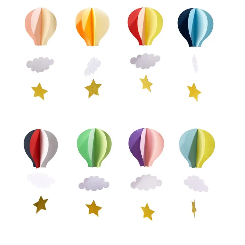 
Hot Air Balloon Decor 3D Hanging cloud and star, rainbow paper garland for Birthday Party Decorations for blue wedding party 