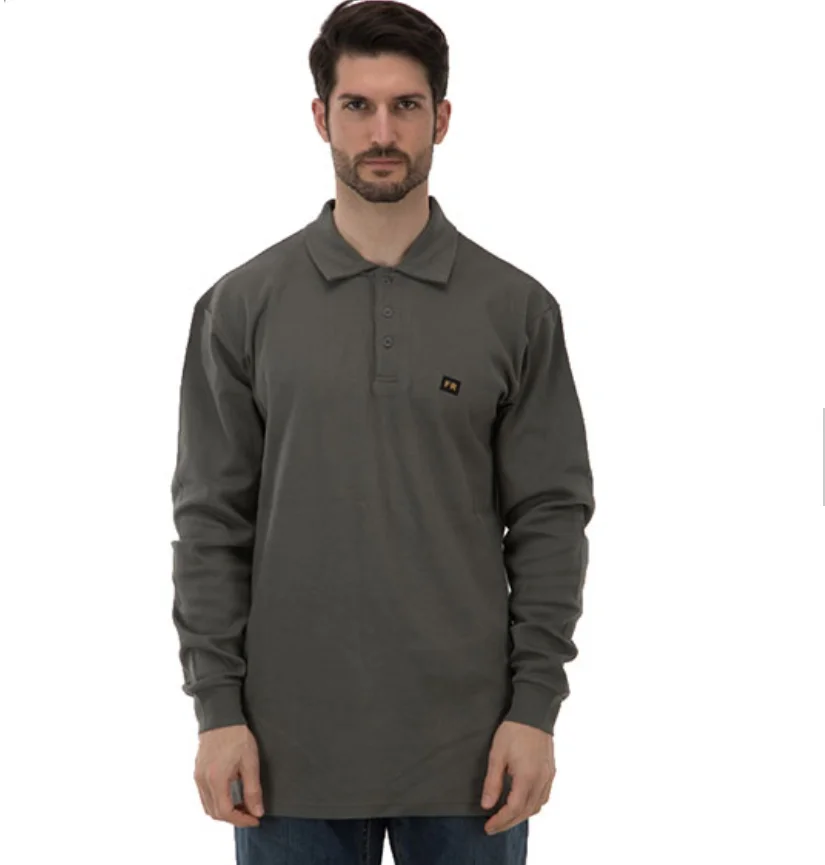 Классическая футболка FR henley с защитой от огня, с длинным рукавом HRC2