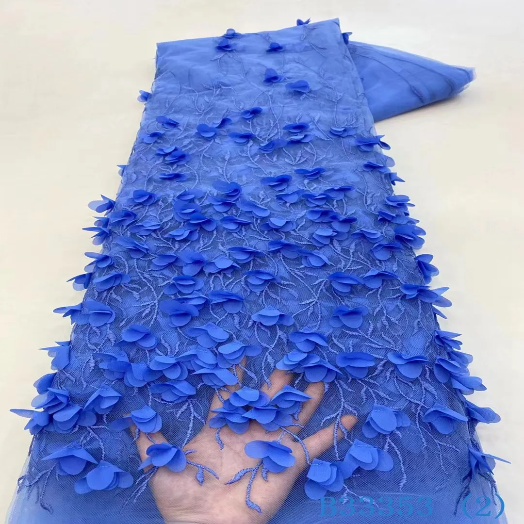 Premium Quality 3D Flower Lace Fabric Sustainable 3D Flower Patches Embroidery Lace Applique Mesh Type