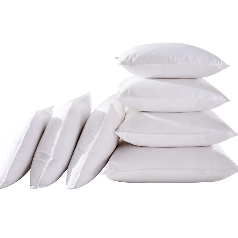 Custom Size Wholesale White Cotton Comfortable Duck Goose Down Feather Square Pillow Core Inner Insert Filling For Home Hotel
