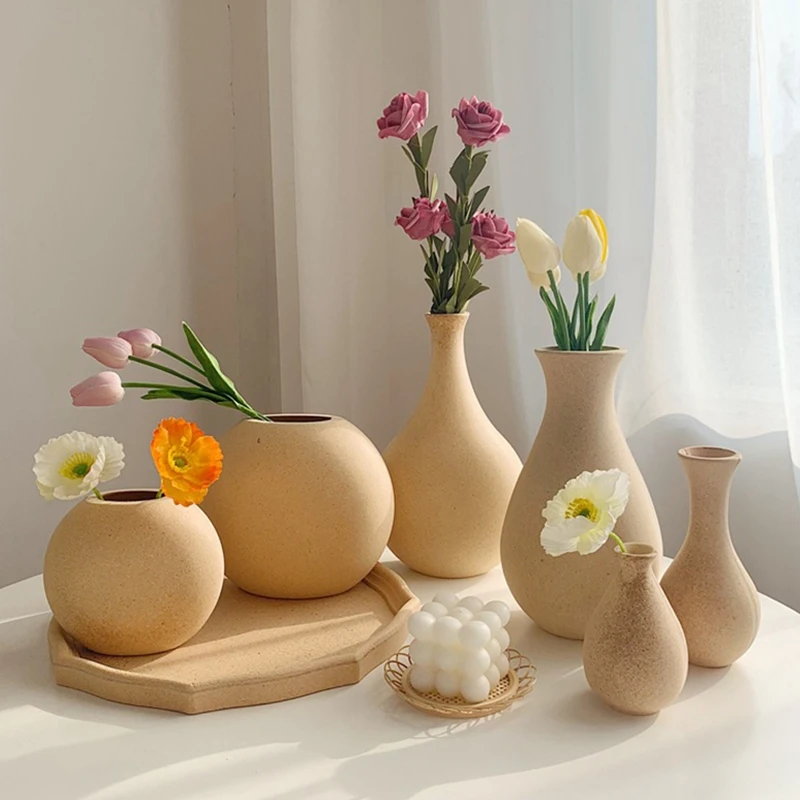 Bverionant Wholesale Nordic Home Ornaments Minimalism Bookshelf Little Vase Art Flowers Wood Vases