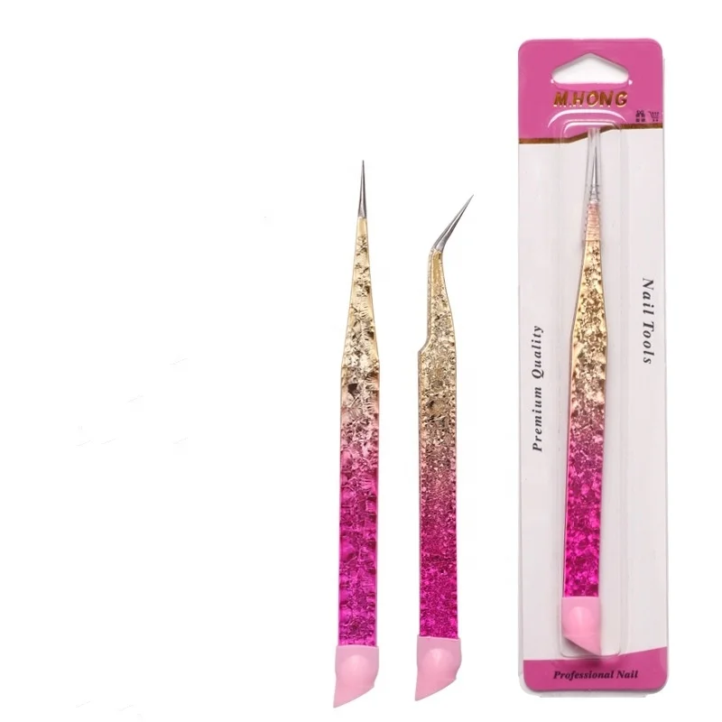 Double Head Nail Tweezers Nail Stickers Pick up Rhinestones  Makeup Tools Pressing Head 3D Silicone