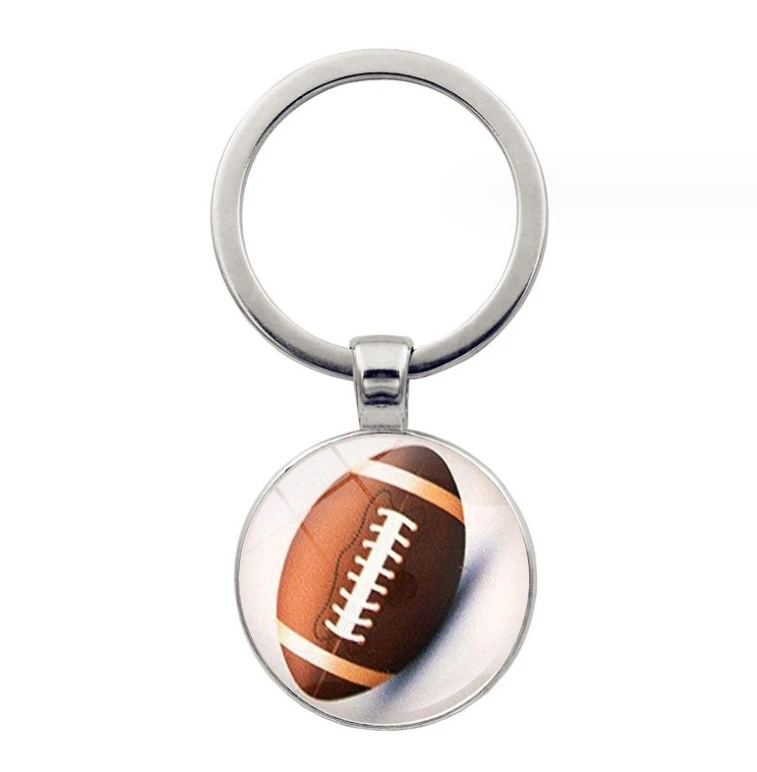 Custom Basketball Keychain Glass Ornaments Football Tennis Volleyball Billiards Golf Baseball Bowling Pendant