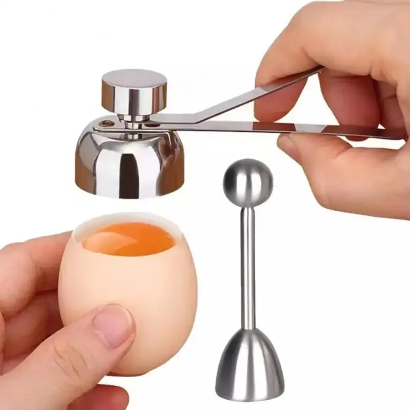Stainless Steel Boiled Egg Topper Raw Egg Cracker Separator Kitchen Gadgets and Tools Metal Egg Knocker Opener