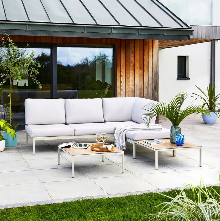customization Durable Comfortable Soft Waterproof Outdoor Garden Patio Aluminum Alloy Metal  Sofa with Cushions