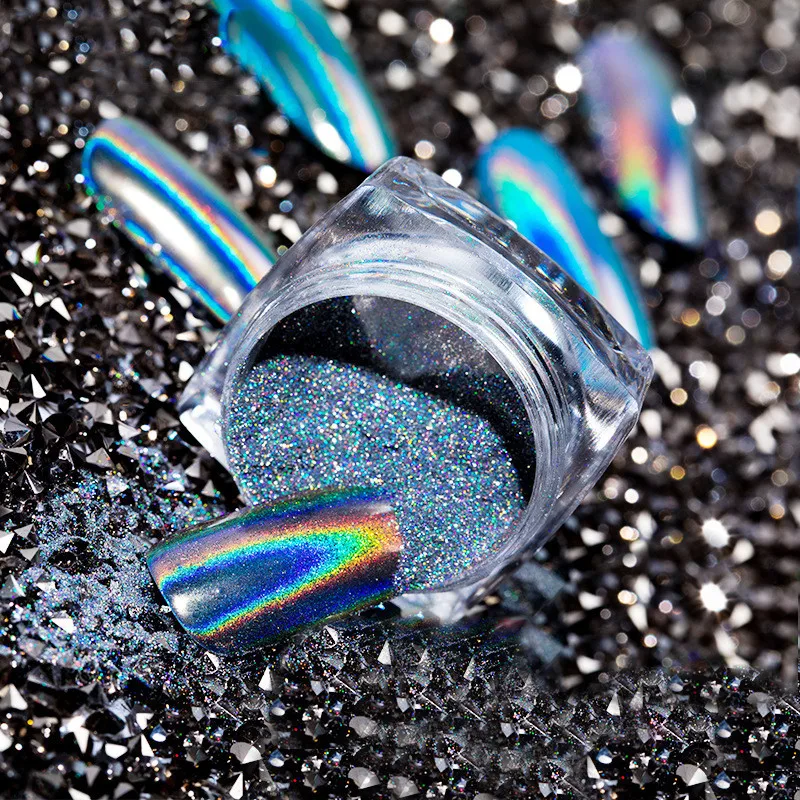 High-quality holographic nailpolish  powder pigment chrome dream rainbow powder for makeup nail art