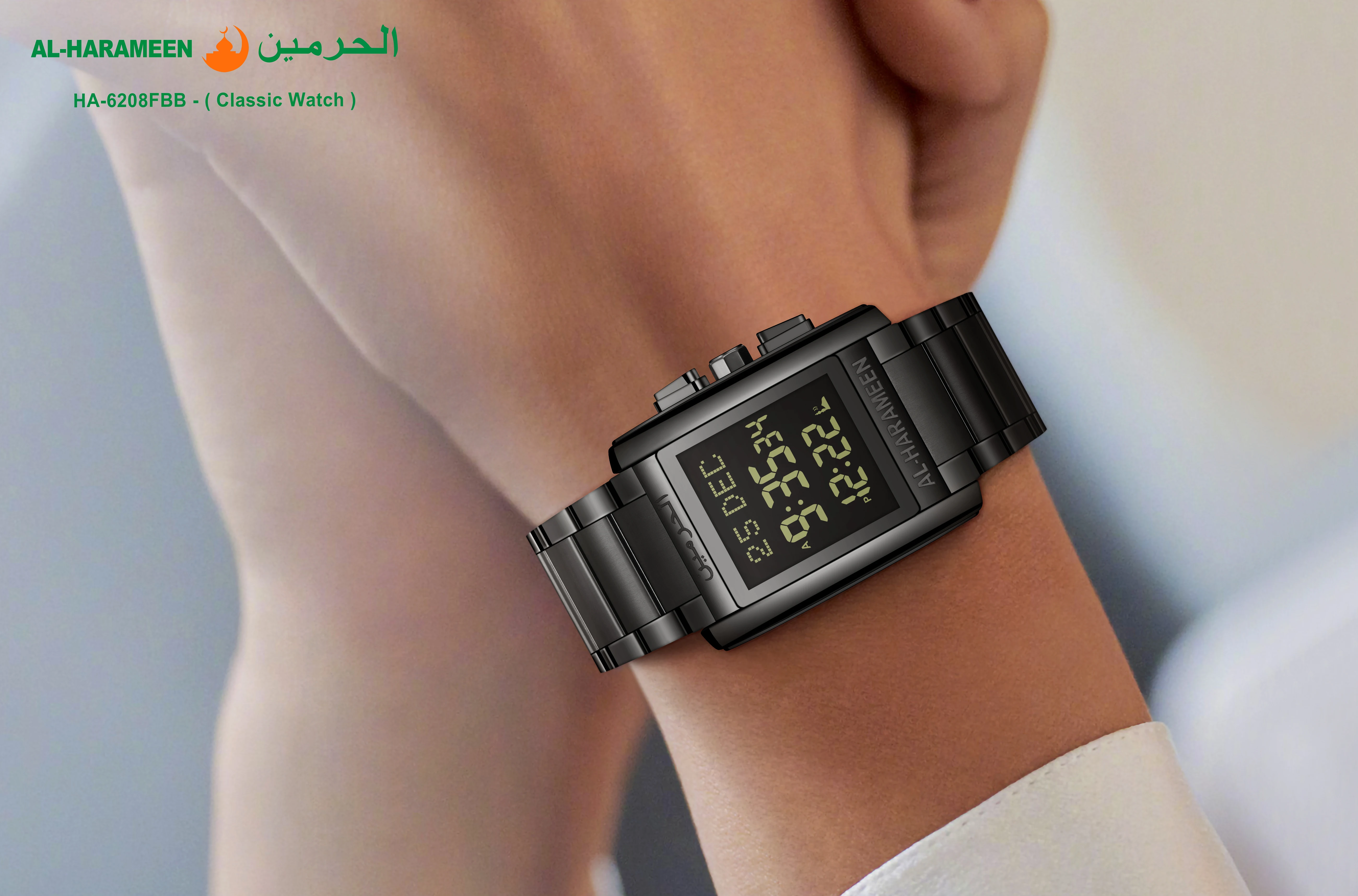2019 hot sell digital watch al harameen watch prayer azan watch HA-6208 for islamic men