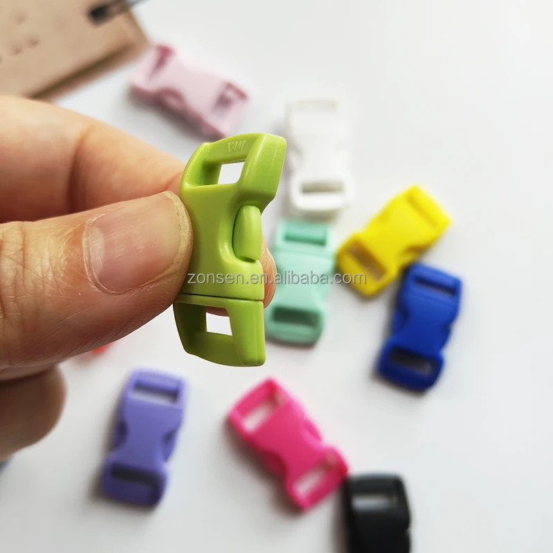 KAM 10mm Colored Plastic Quick Release Buckle Curved DIY Mini Buckle For Bracelet Dog Collar Paracord
