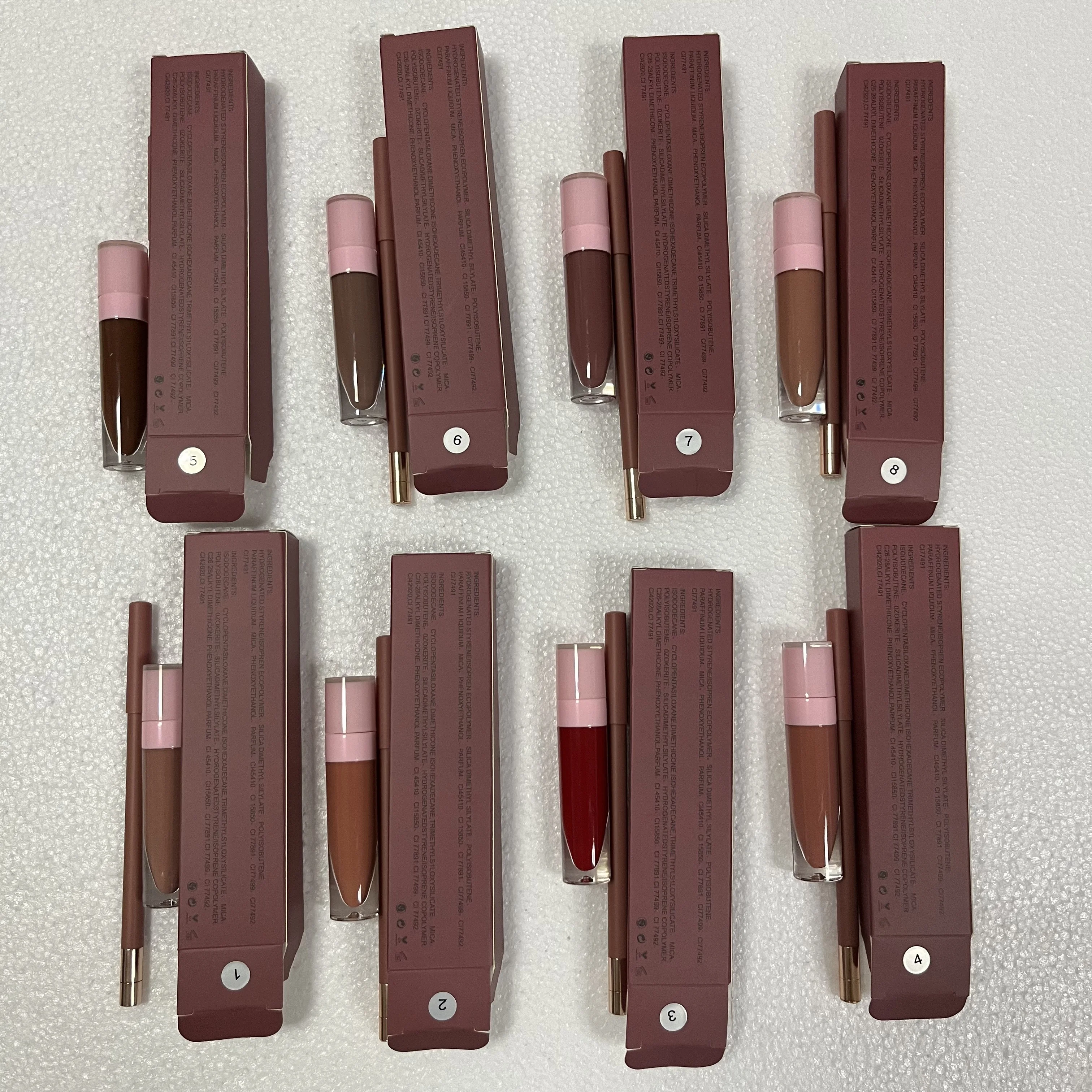 Vegan Lipliner Matte Lipstick Lipgloss Makeup Set Nude Lip Gloss Lip Liner Collection Lip Gloss Kits Wholesale