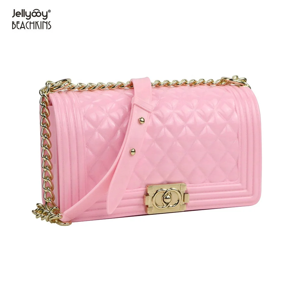 Jellyooy BEACHKINS Glossy PVC Pink Jelly Bag  Fashion Candy Color Jelly Beach Bags Ins Girl Large Crossbody Bag