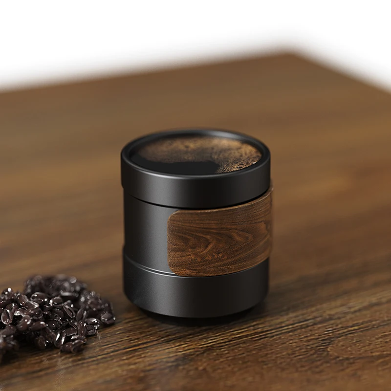 DHPO Japanese Style 4 Cups Set Portable Matte Black Ceramic Coffee Tea Mug with Wooden Sleeve Porcelain Cups