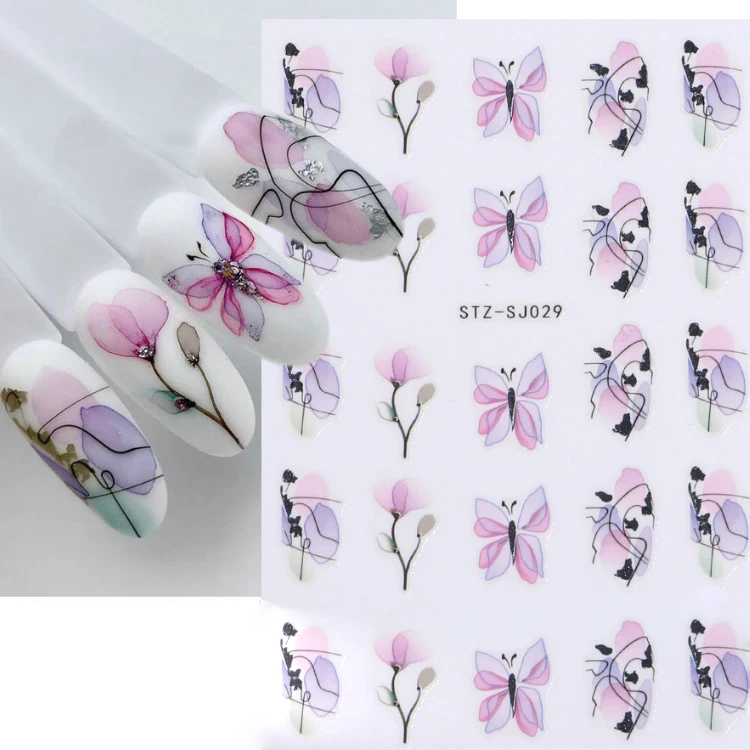 asianail Rose gold leaf back adhesive nail sticker abstract Nail Art Stickers