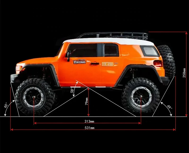 YIKONG YK4103 PRO 1/10 масштаб 4WD FJ Cruiser RC Гусеничный автомобиль 4x4 с дистанционным управлением 550 матовым двигателем и прочным корпусом
