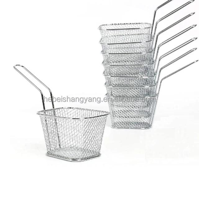 Wholesale Mini Stainless Steel French Fries Serving Baskets Fries Cup French Fries Holder Basket