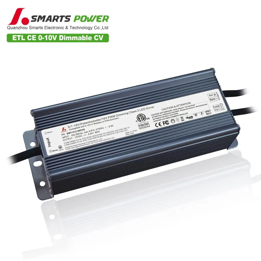 0-10v 1-10V pwm затемняемый ip67 водонепроницаемый 12V 24V светодиодный драйвер 60W