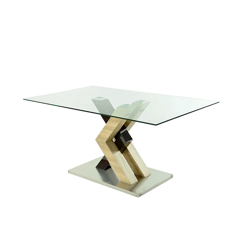 Free sample indian hot sale dining furniture nordic design glass modern dining table with MDF frame