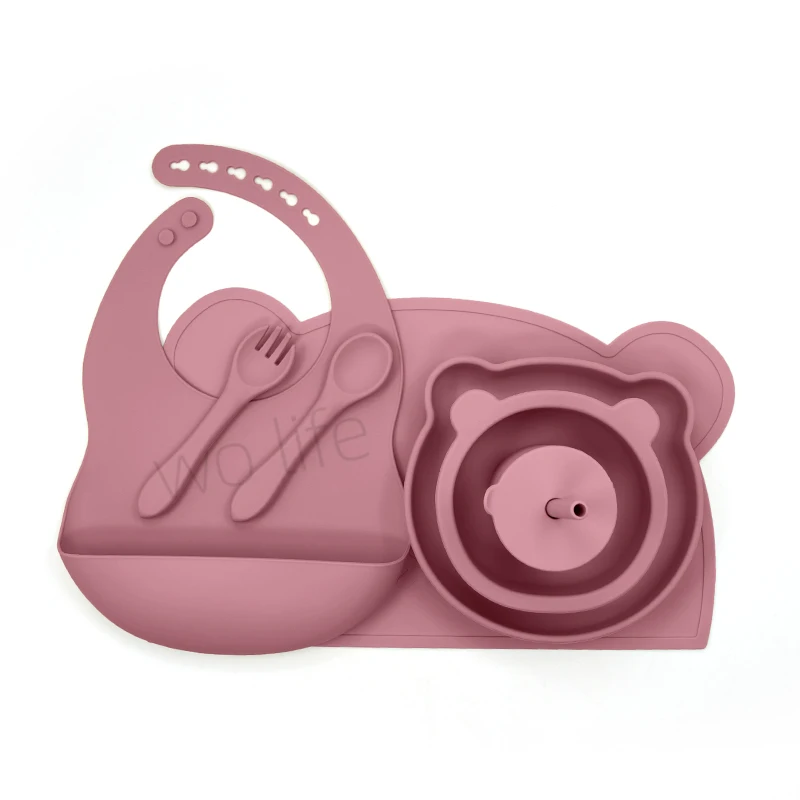 New Design Dinnerware Sets  Dishes & Plates  Baby Bear Tableware Kitchenware Modern Bowl  Plates Set Kids Silicone Tableware